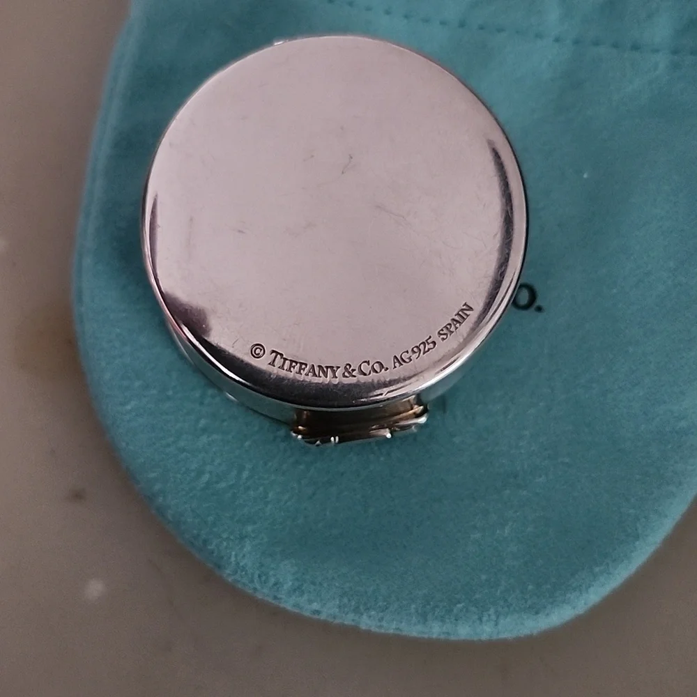 Tiffany & Co. 1837 Sterling Silver Round Pill Trinket Box With Blue Pouch - Picture 8 of 15